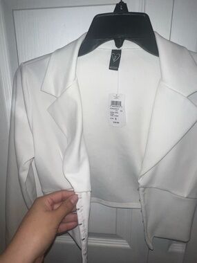 Women's White Cropped Blazer Jacket